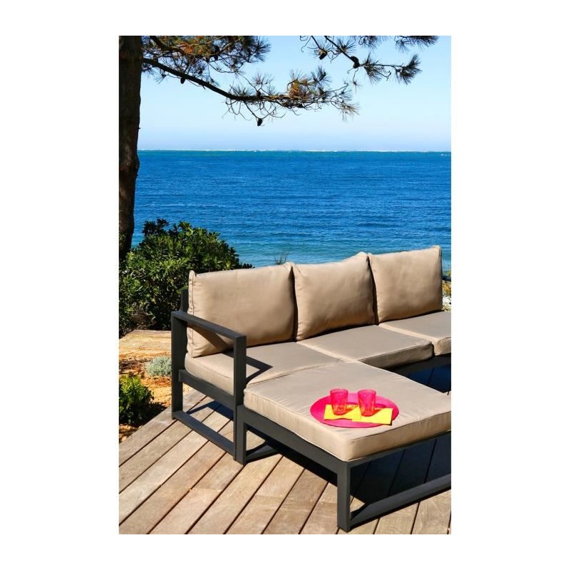 Lagoon salon de jardin 5 places aluminium - noir et taupe
