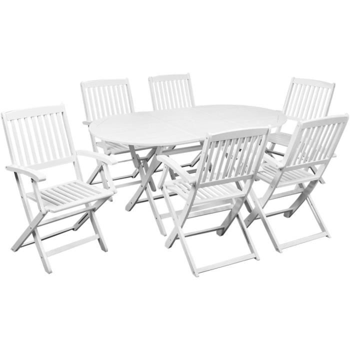 Salon de jardin bois blanchi