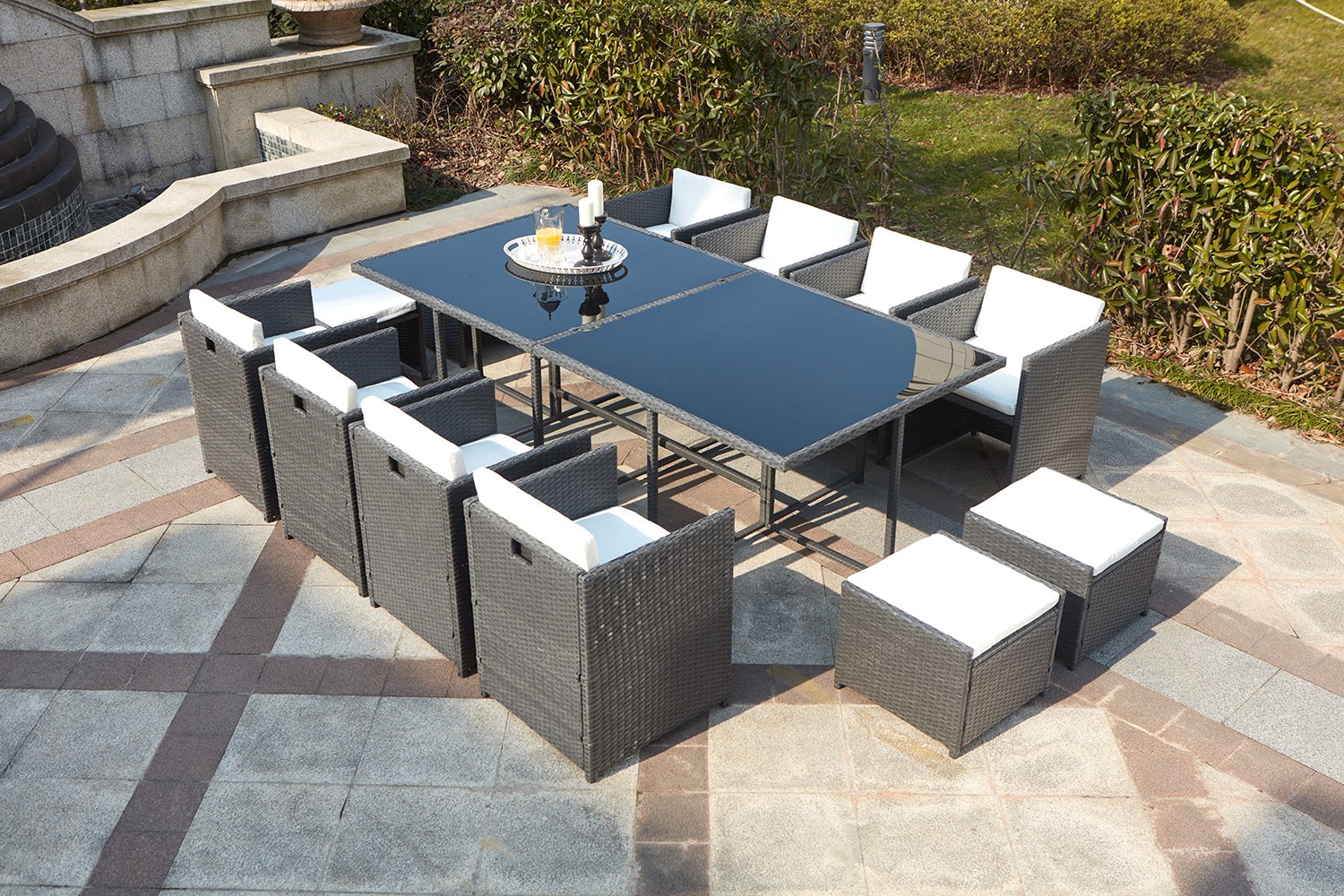 Salon de jardin encastrable blanc