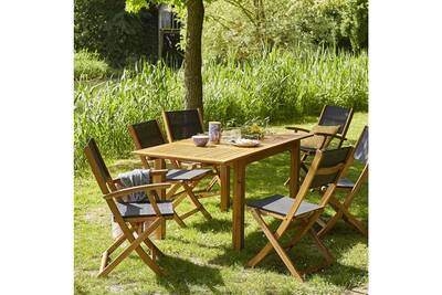 Salon de jardin bois brut