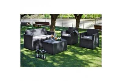 Salon jardin rotin gris