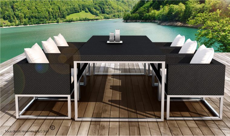 Salon de jardin resine noir design