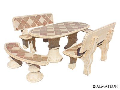Table de salon de jardin en pierre