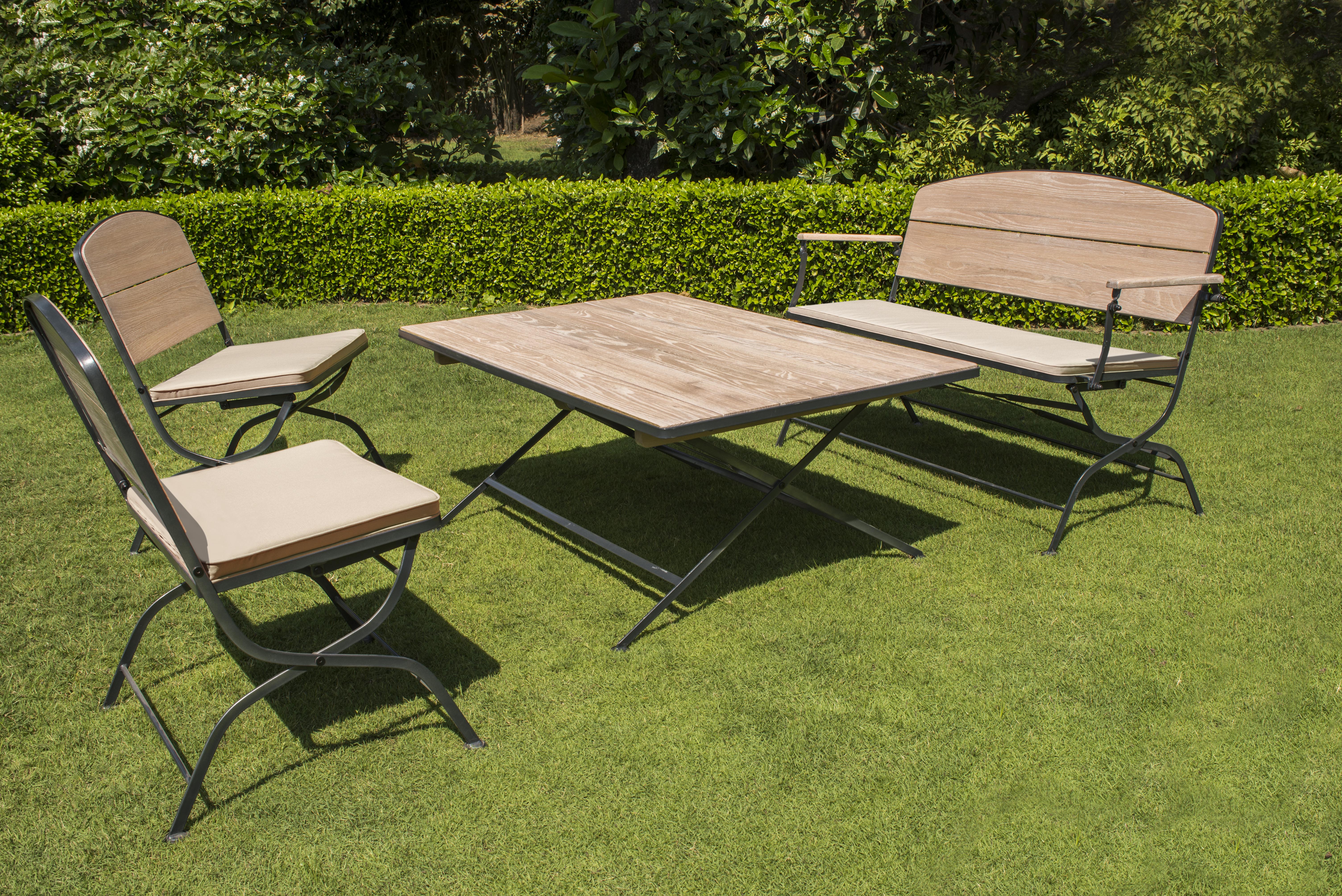 Salon de jardin bois pliant