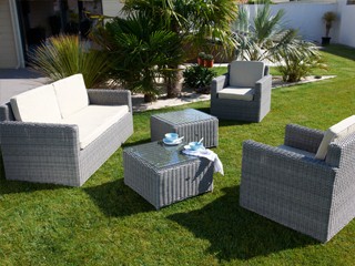 Salon de jardin gris pas cher