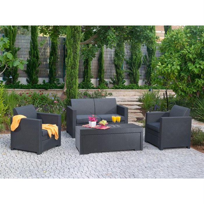 Salon de jardin resine beige pas cher