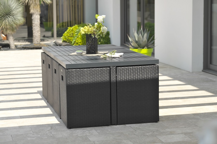 Salon de jardin encastrable résine tressée