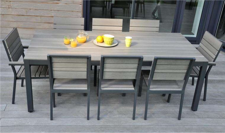 Salon de jardin en aluminium brossé