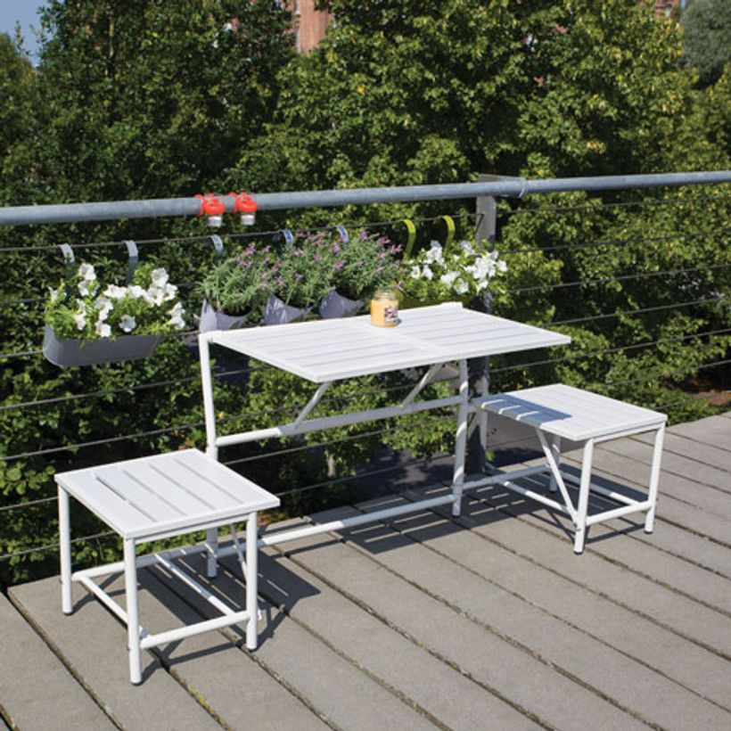 Banc blanc salon de jardin