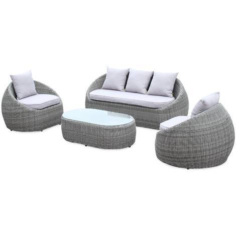 Salon de jardin blanc arrondi