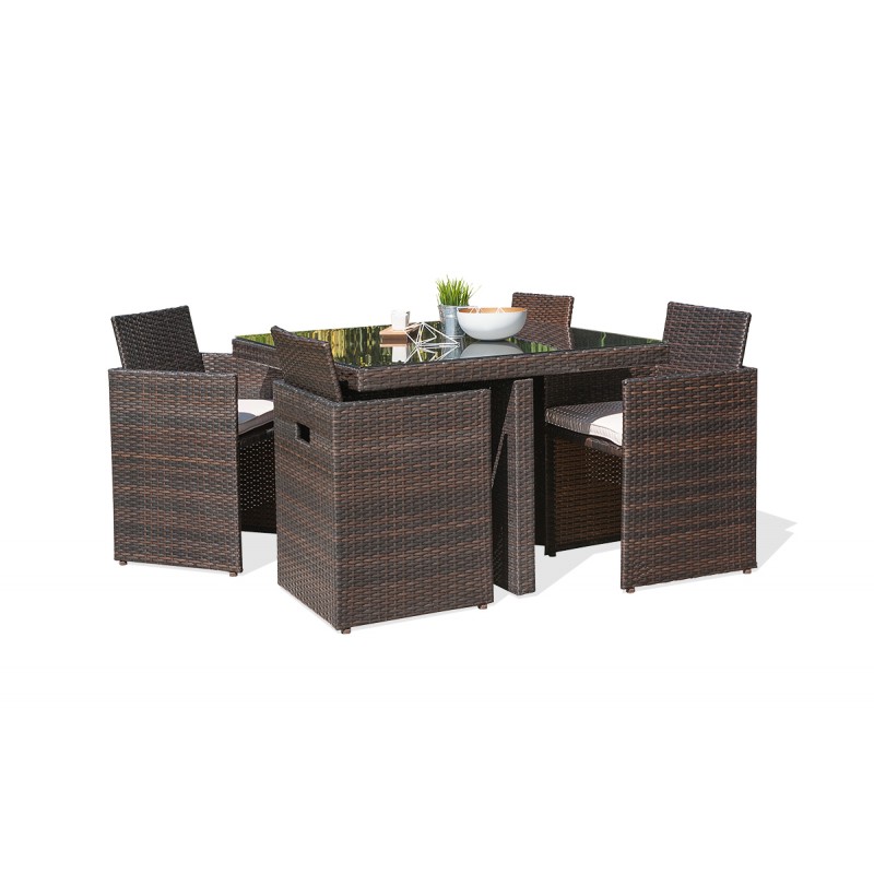 Salon de jardin resine tressee encastrable 4 places