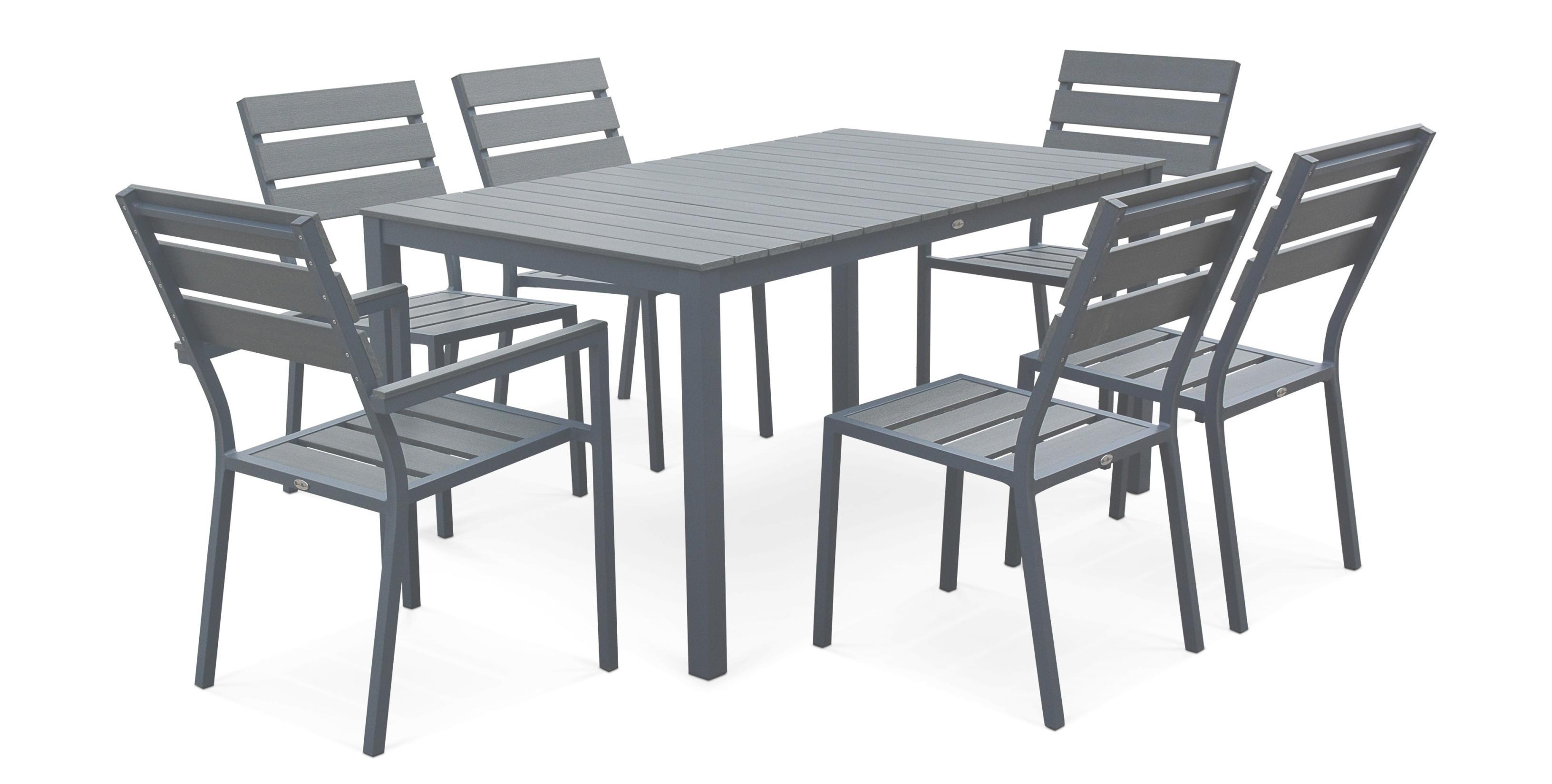 Salon de jardin aluminium plateau composite