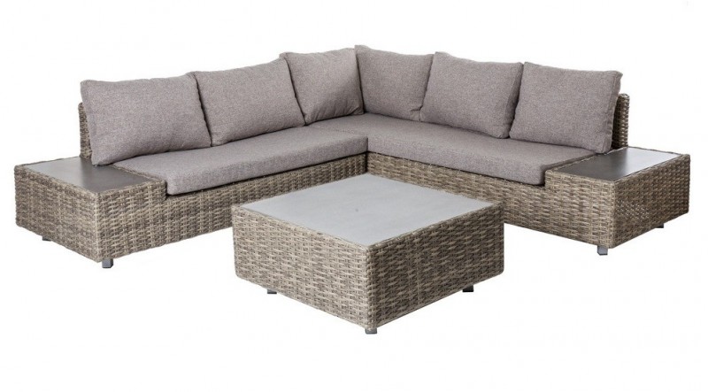 Salon de jardin rotin synthétique gris