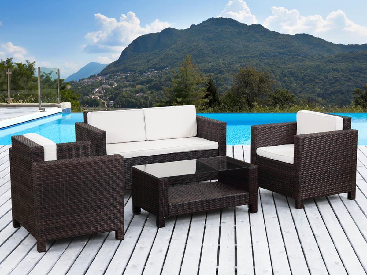Salon de jardin en resine couleur marron
