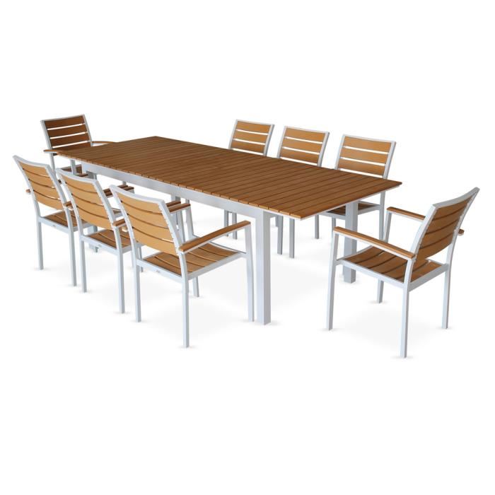 Salon de jardin aluminium bois composite