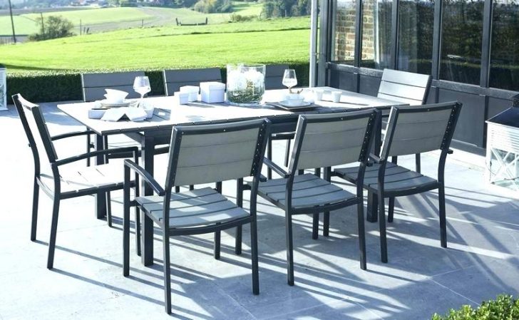 Salon de jardin 8 places alu bois composite brooklyn