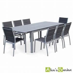 Salon de jardin brisbane gris 8 personnes