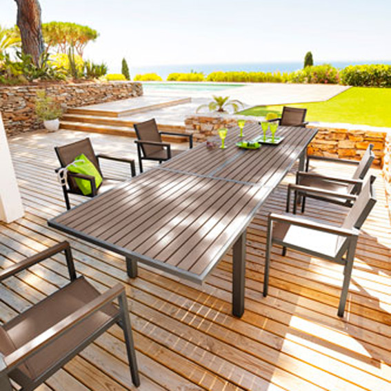 Salon de jardin bois composite aluminium