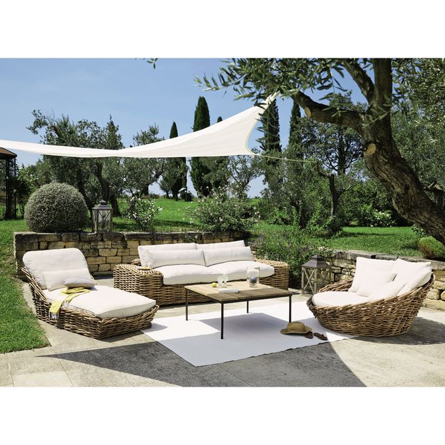 Salon de jardin exterieur en rotin