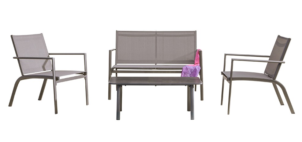 Salon de jardin bas aluminium et textilene