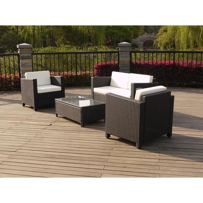 Salon de jardin resine marron