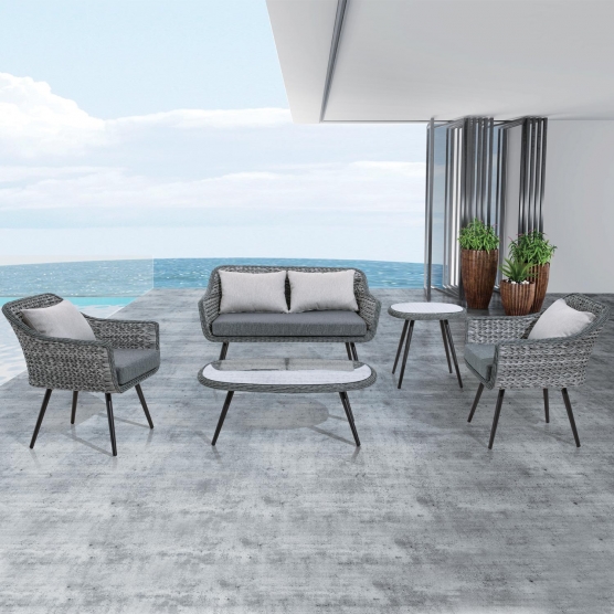 Salon de jardin aluminium et resine tressee
