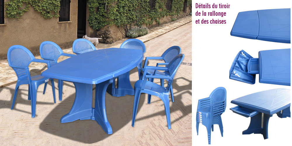 Salon de jardin couleur bleue