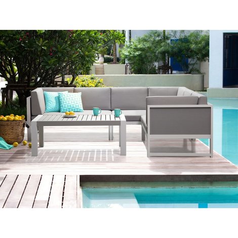 Salon de jardin blanc et turquoise