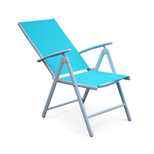 Salon de jardin naevia en aluminium table 8 places textilène fauteuil