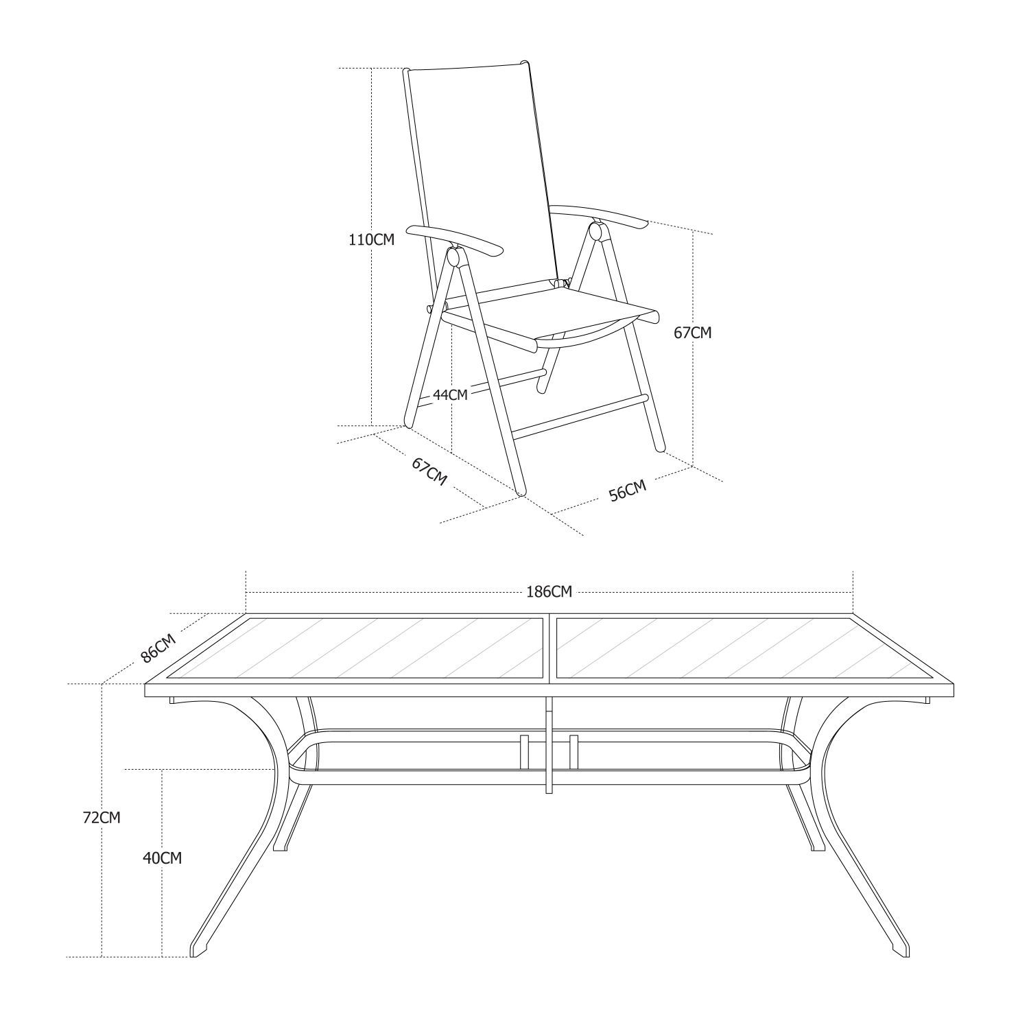 Salon de jardin en aluminium table 8 places anthracite textilène fauteuil