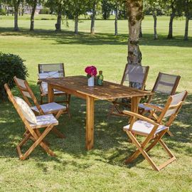 Salon de jardin bois 6 places