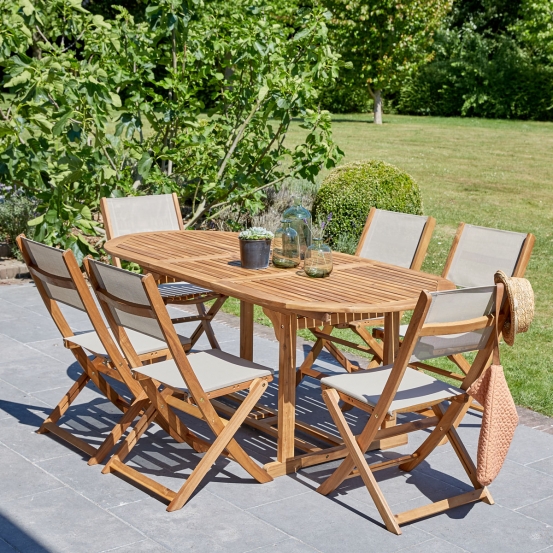 Salon de jardin en acacia gris
