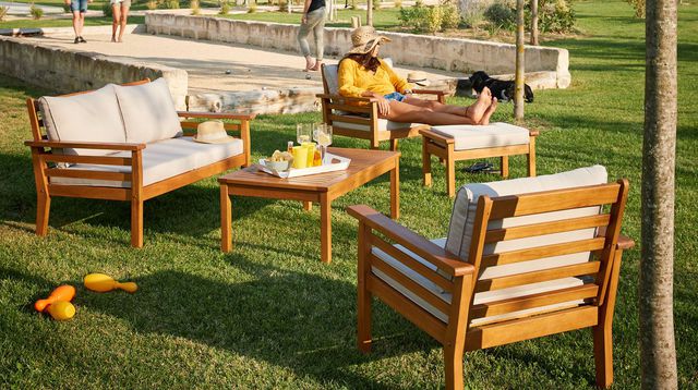Salon de jardin en bois exotique pas cher
