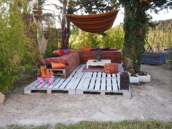 Salon de jardin en palette en u