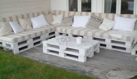 Plan salon de jardin d'angle en palette