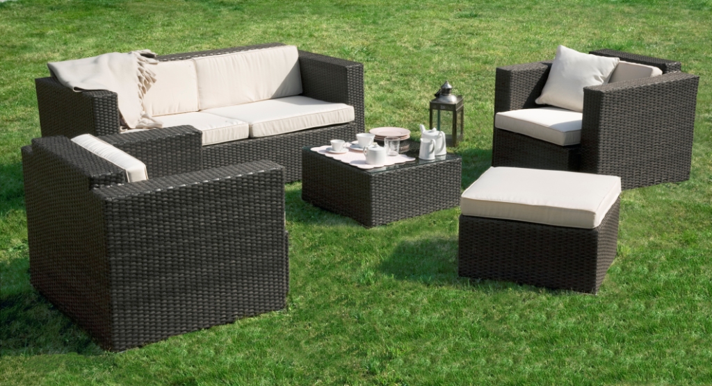 Canape de jardin en resine tressee pas cher