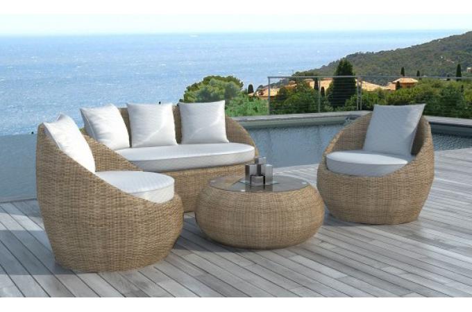 Salon de jardin resine tressee ronde pas cher