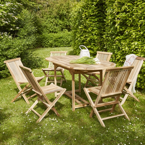 Salon de jardin bois 6 places