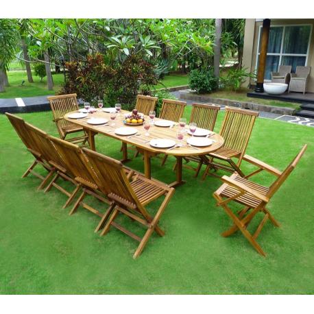 Salon de jardin en teck massif pas cher