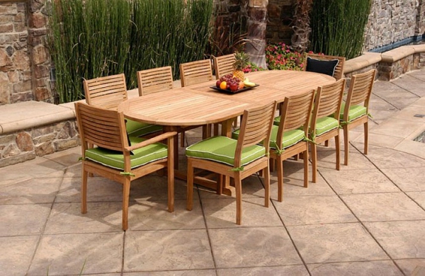 Salon de jardin teck table pliante