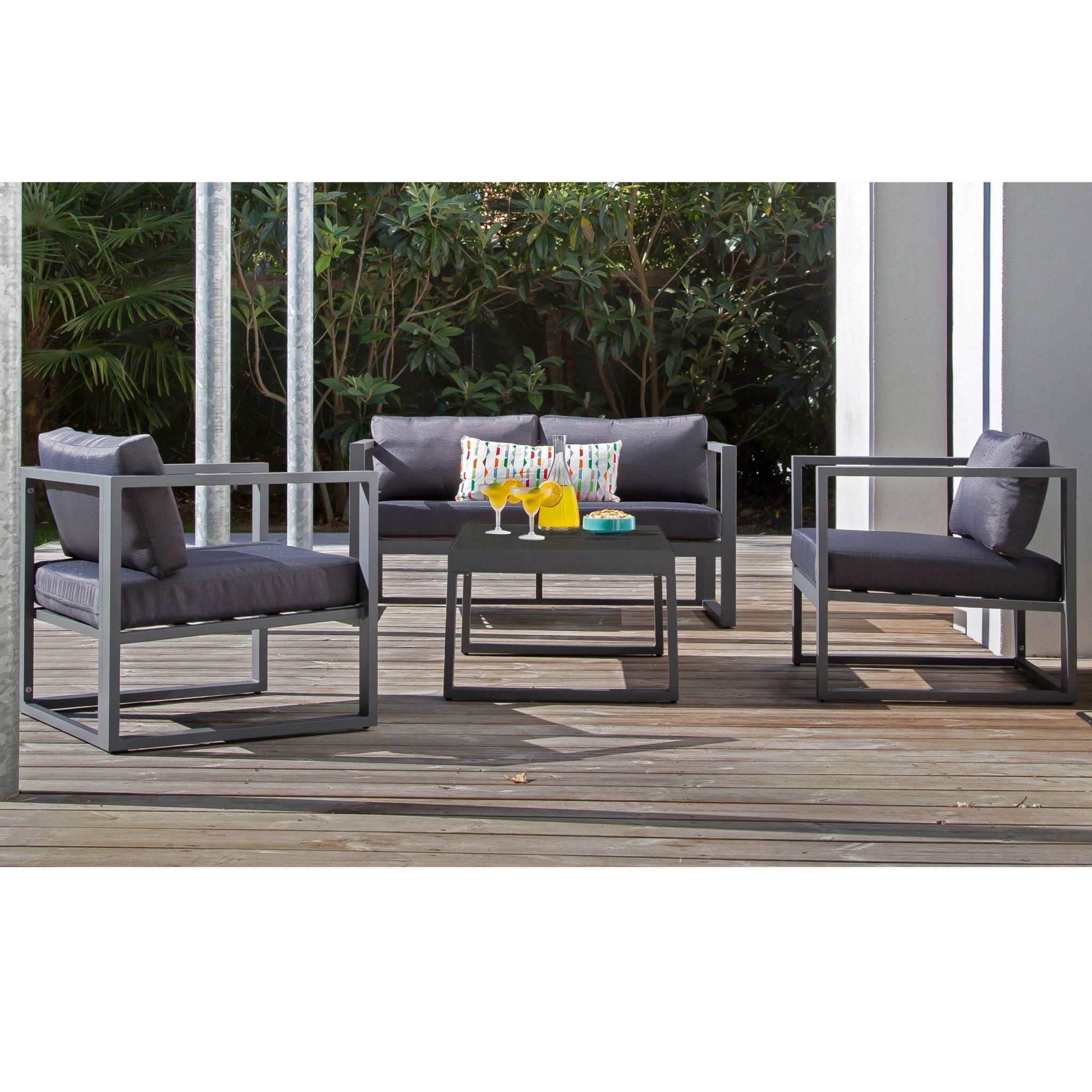 Salon de jardin metal gris