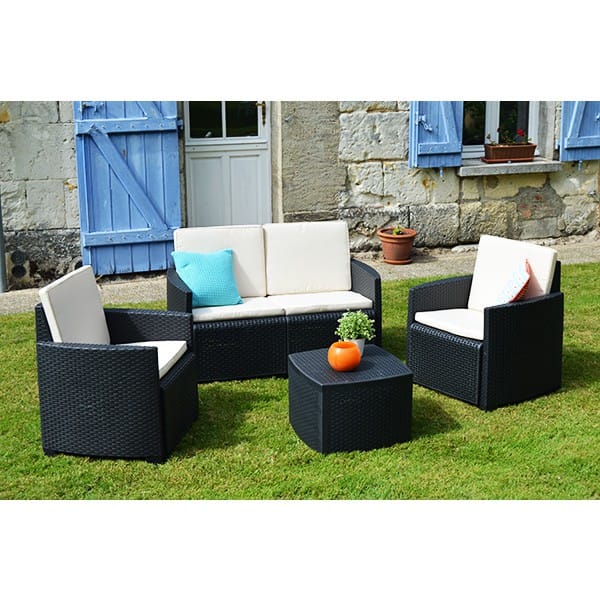 Salon de jardin résine tréssée coloris beige