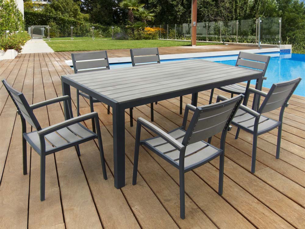 Salon de jardin en aluminium gris anthracite