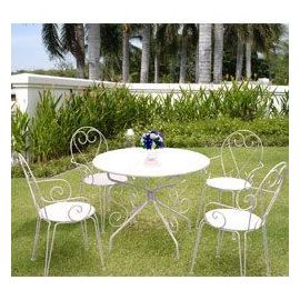 Salon de jardin en metal blanc