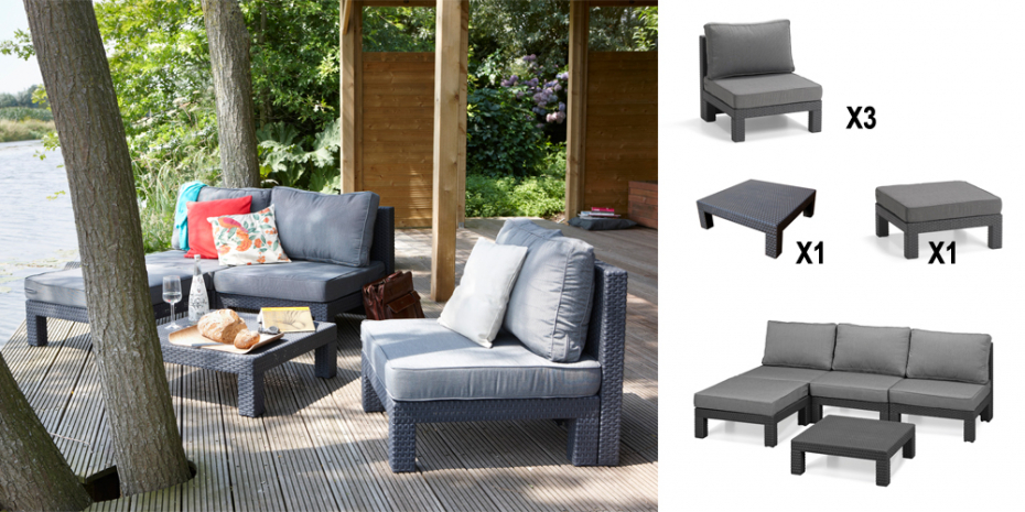 Salon de jardin nevada anthracite allibert