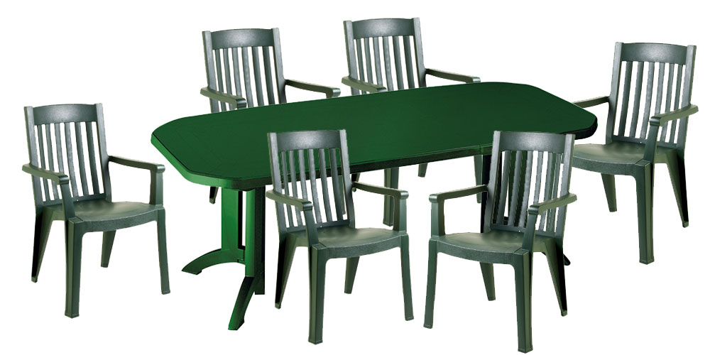 Salon de jardin en plastique vert