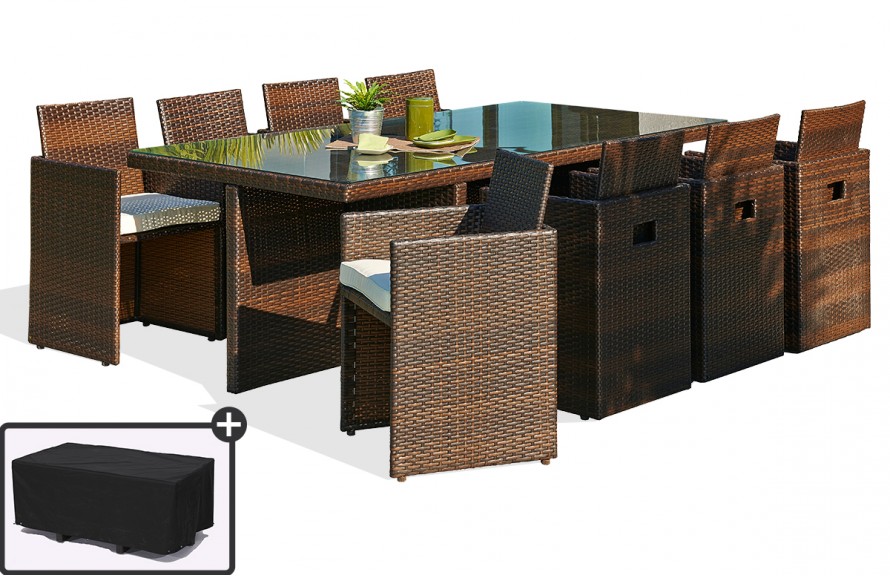 Salon de jardin 8 places encastrables