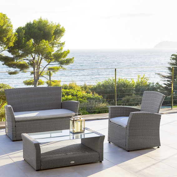 Salon de jardin resine gris solde