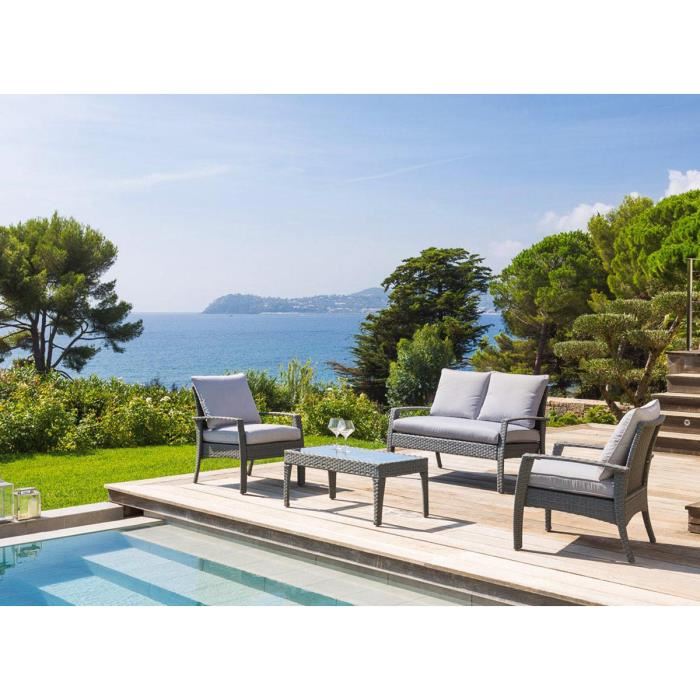 Salon de jardin cilaos gris - 4 places