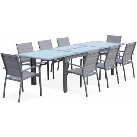 Salon de jardin aluminium gris clair
